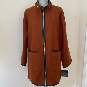 Marc New York Andrew Marc Zip Front Felt Car Coat Jacket Brown Size Large